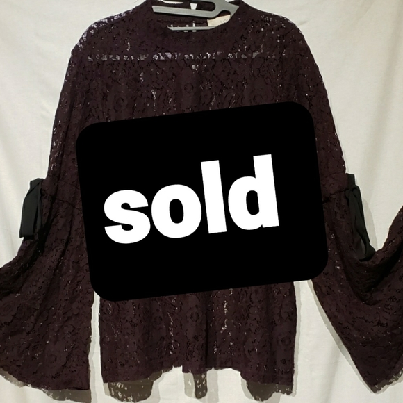 Loft plum sheer lace top size large. - Picture 1 of 10